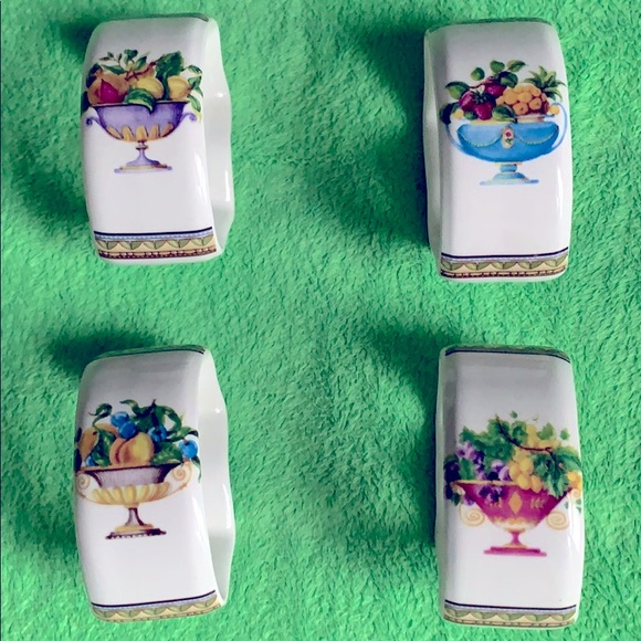 Casa Elite fruit’themed porcelain napkin rings - Picture 1 of 16